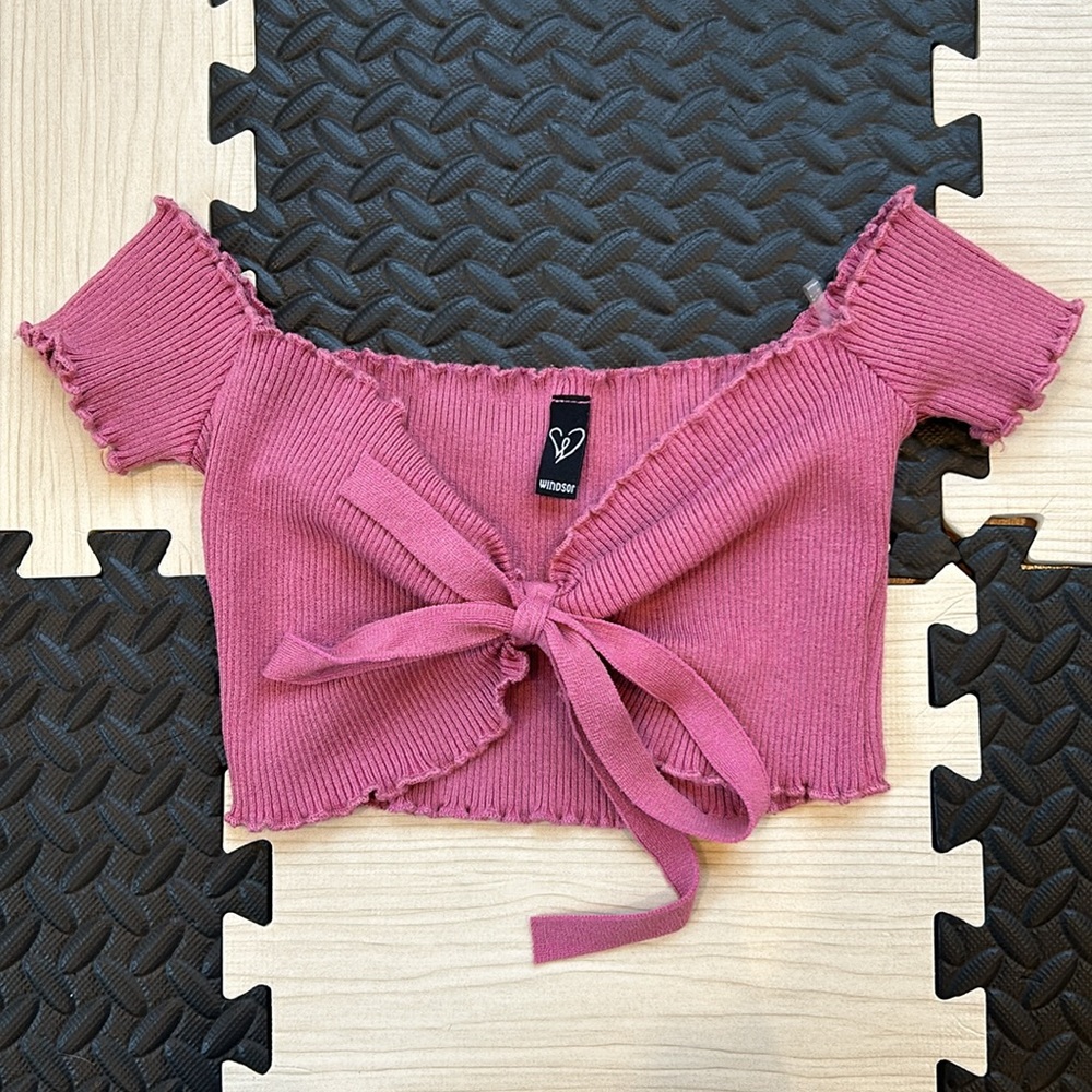 Windsor pink tie crop top